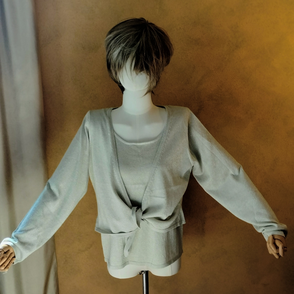 Du Jour Light Gray Women's Cardigan Sweater Set